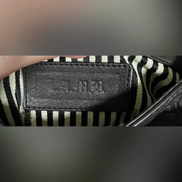 L.A.M.B. Dorset Chocolate Brown Leather Clutch with Faux Snakeskin - Picture 11 of 14